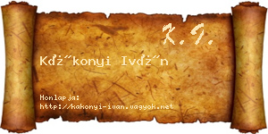 Kákonyi Iván névjegykártya